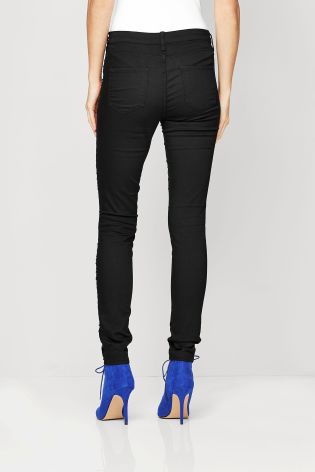 Black Sequin Front Skinny Jeans